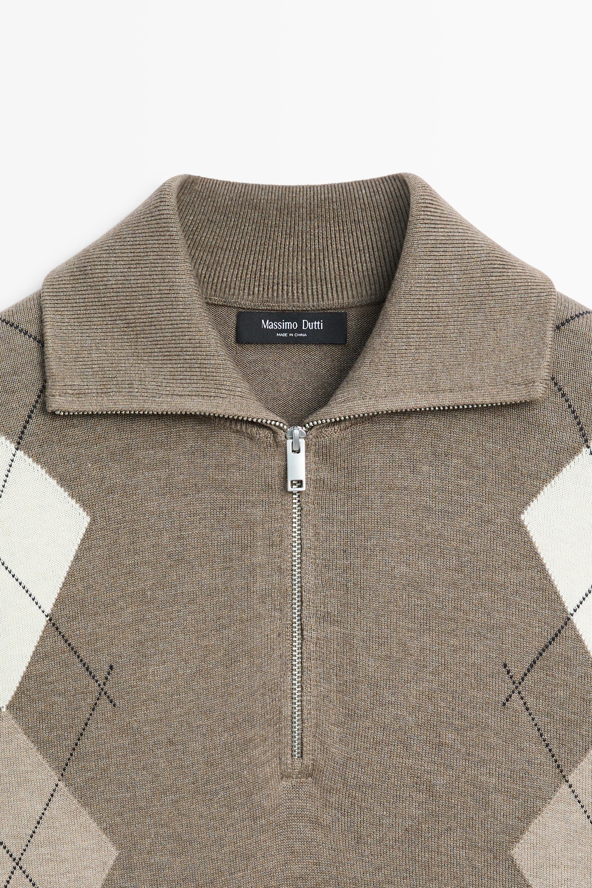 Argyle quarter-zip knit sweater